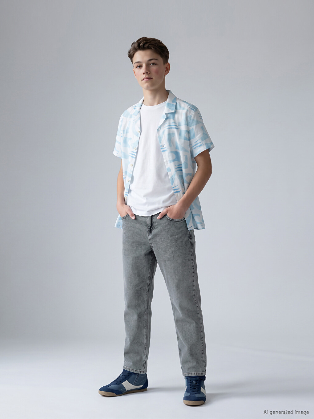 Gri Loose Fit Erkek Çocuk Jean Pantolon