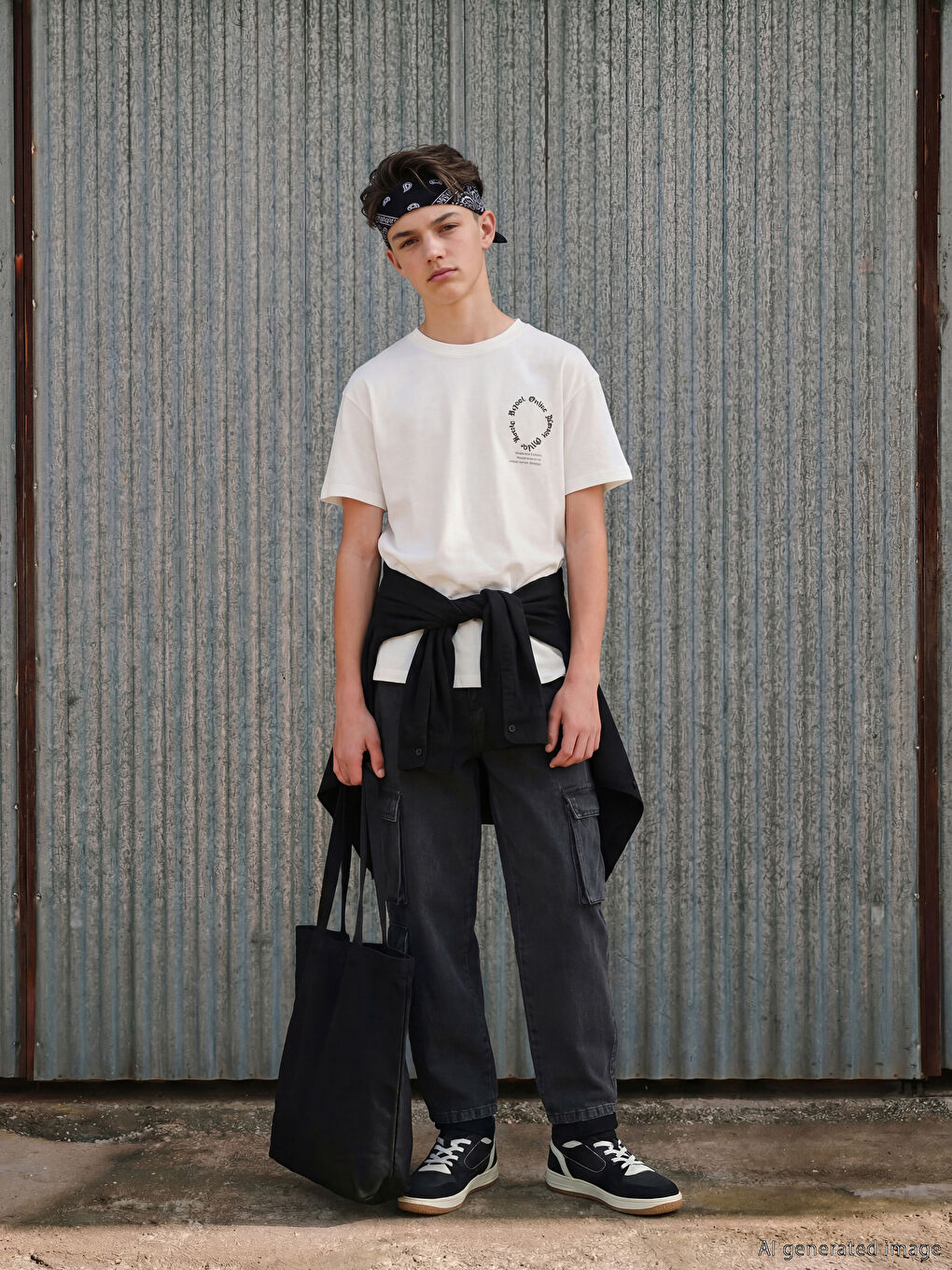 بنطال جينز كارغو للأولاد بقصة عادية