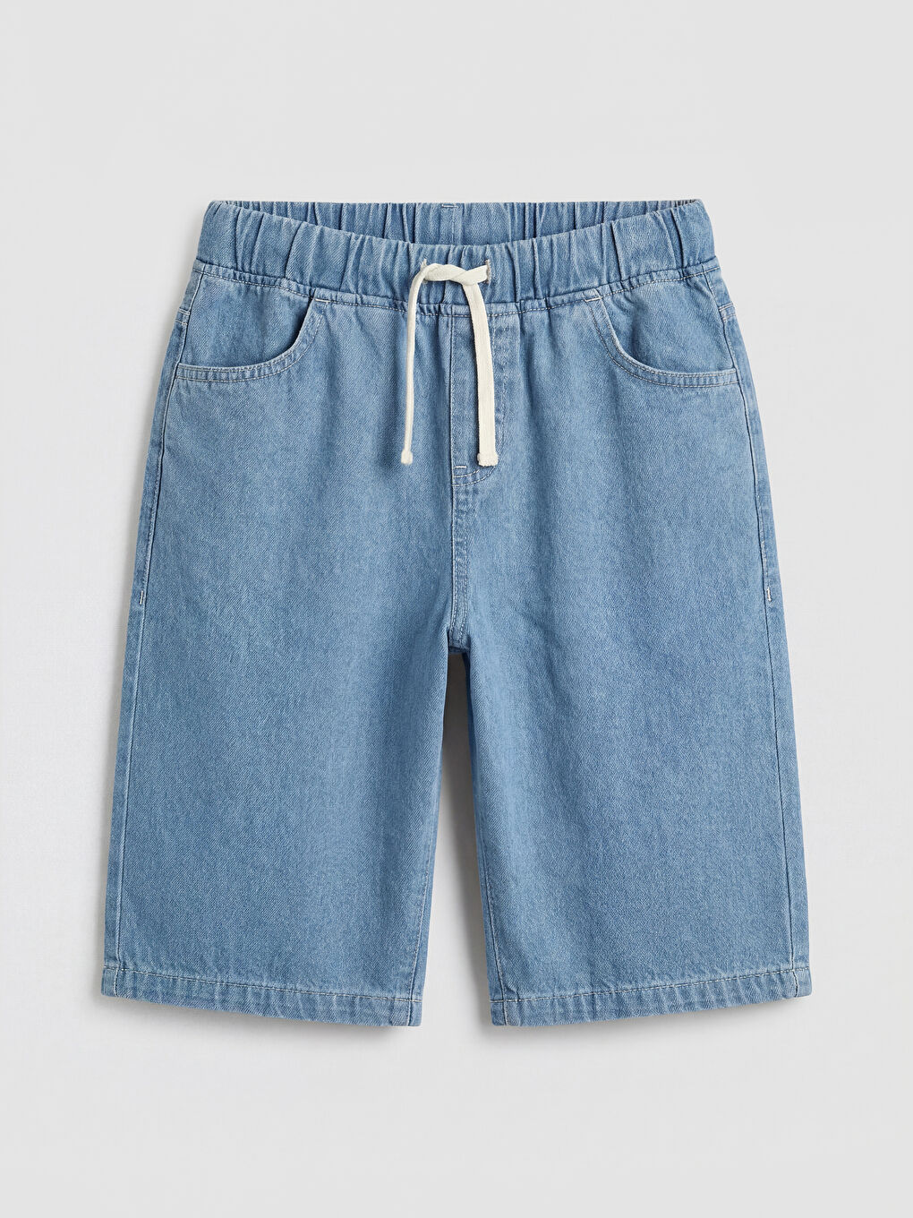 İndigo Beli Lastikli  Erkek Çocuk Jean Şort
