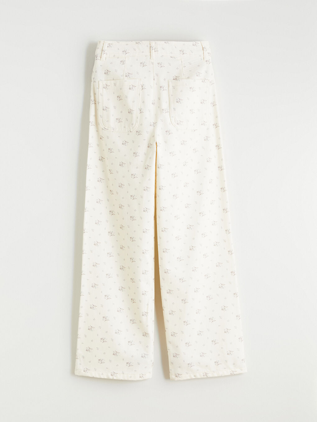 Bej İspanyol Paça Çiçekli Kız Çocuk Pantolon-2