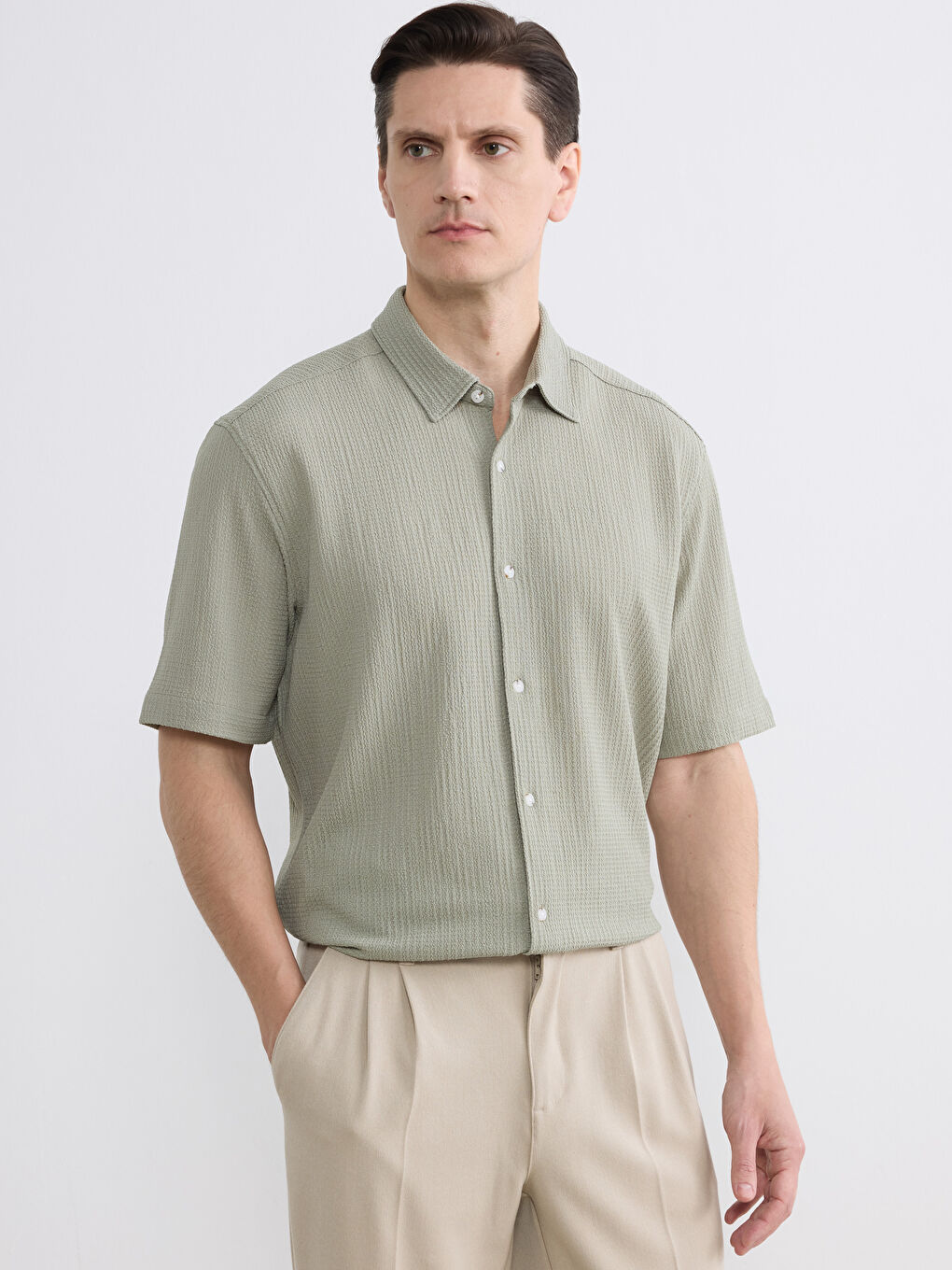 Yeşil Regular Fit Erkek Gömlek