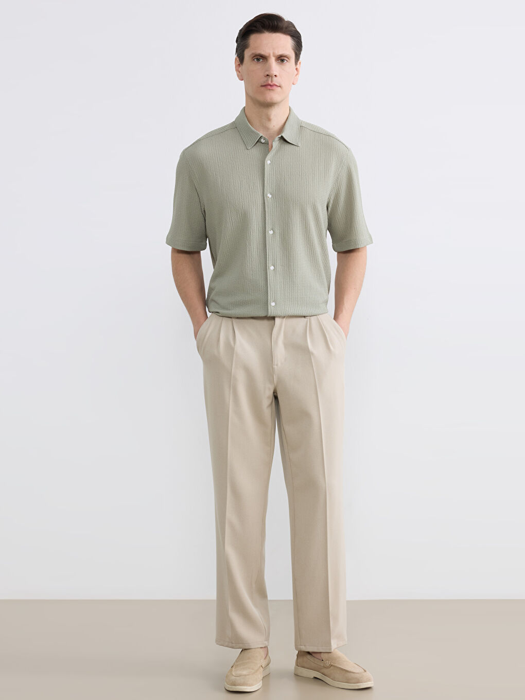 Yeşil Regular Fit Erkek Gömlek-1