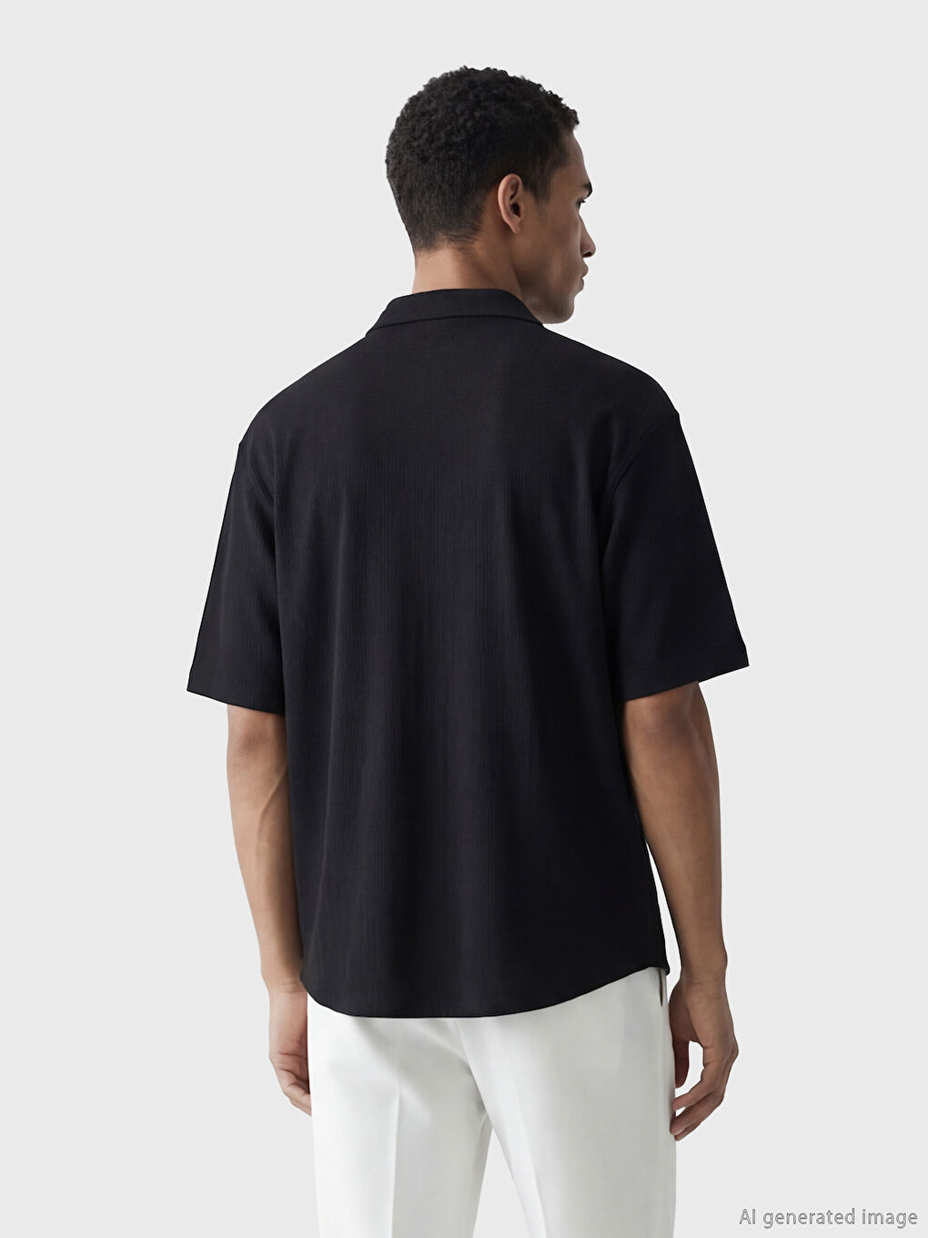 Siyah Regular Fit Erkek Kısa Kollu Gömlek-2