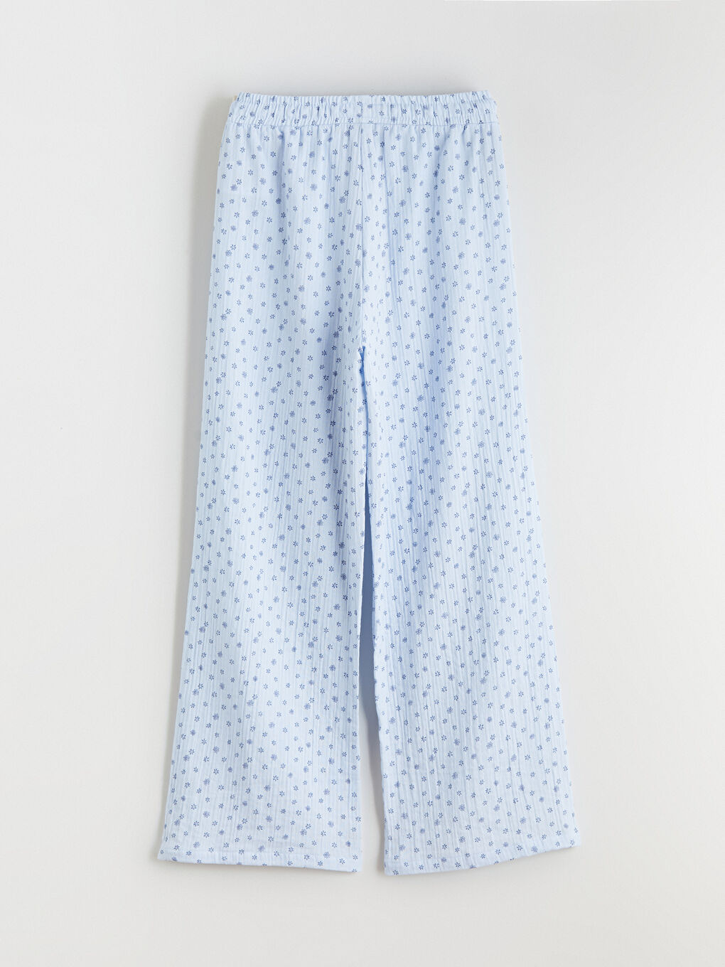 Mavi Beli Lastikli Çiçekli Kız Çocuk Pantolon-2