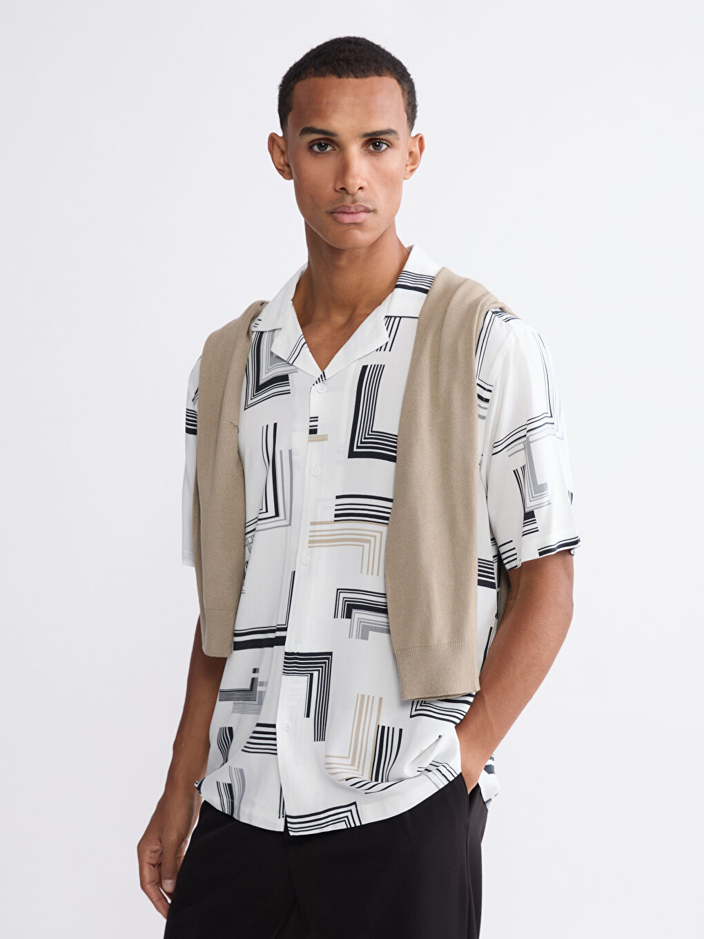 Regular Fit Printed Viscose Men's Shirt