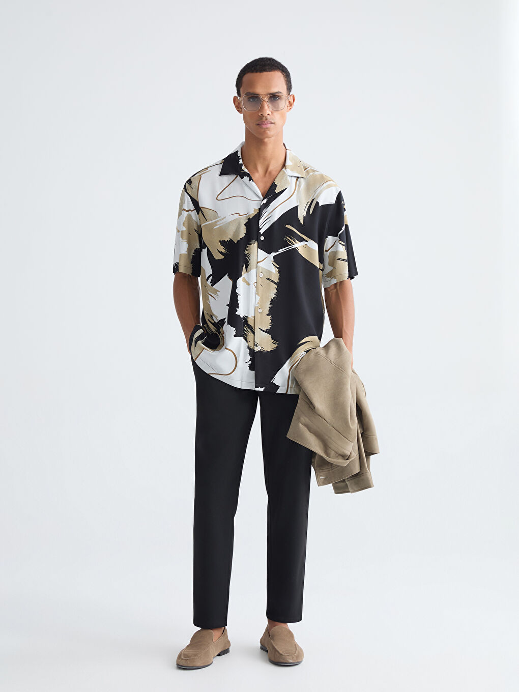 Мужчины Черный Рубашка-1