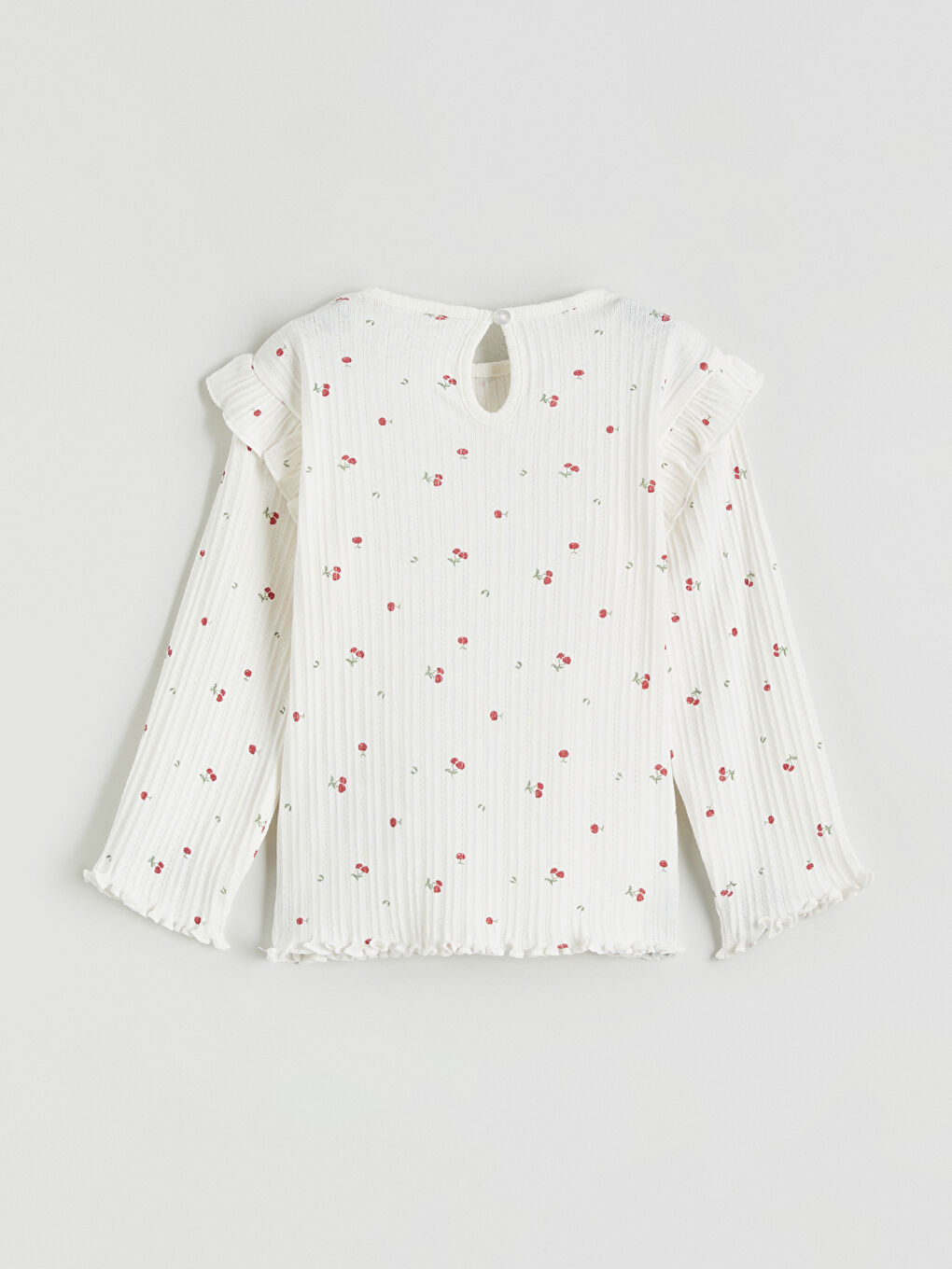 Ekru Baskılı Kız Bebek Uzun Kollu Tişört-1