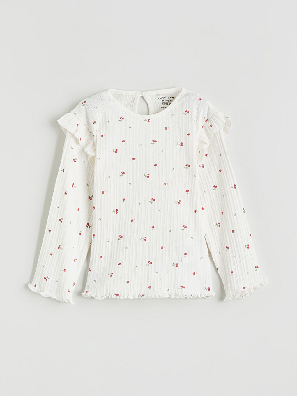 Ekru Fırfır Detaylı Kız Bebek Bluz 2'li-1