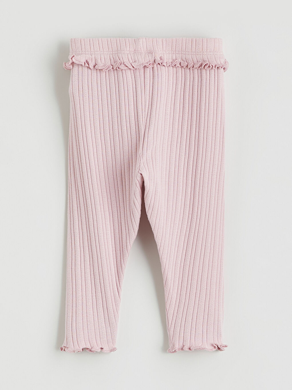 Pembe Kız Bebek Fitilli Triko Jogger Eşofman Altı-1