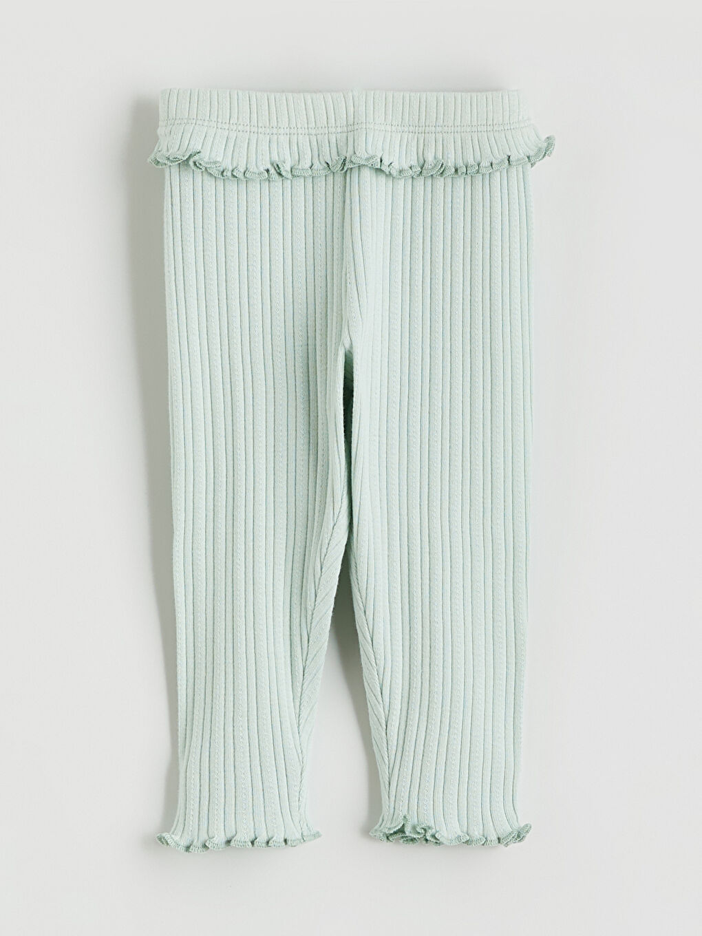 Pembe Fırfır Detaylı Kız Bebek Fitilli Tayt 2'li-1