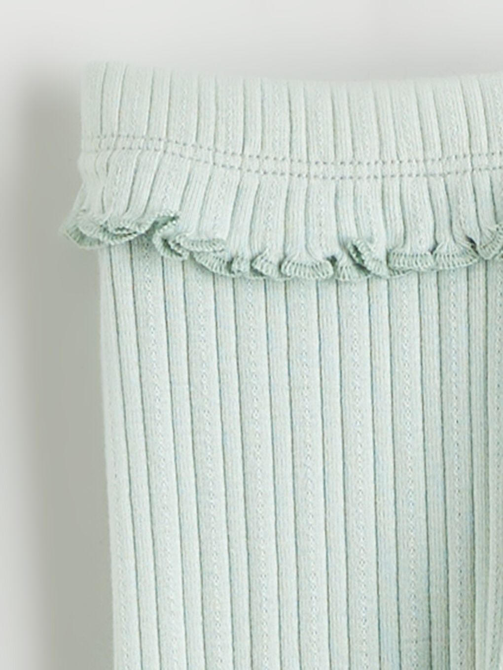 Pembe Fırfır Detaylı Kız Bebek Fitilli Tayt 2'li-2