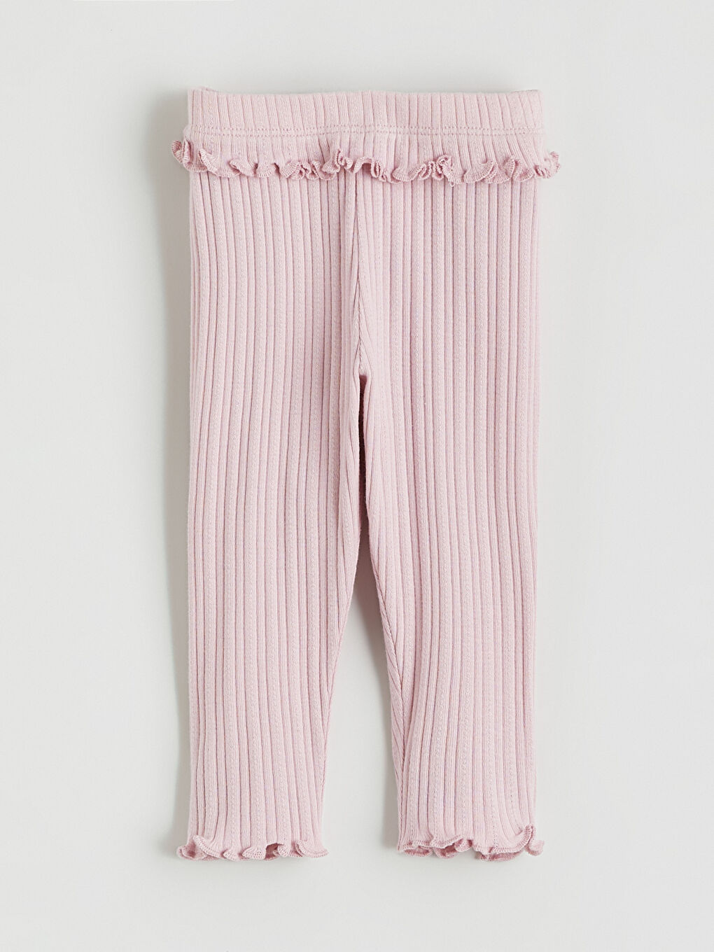 Pembe Fırfır Detaylı Kız Bebek Fitilli Tayt 2'li-4
