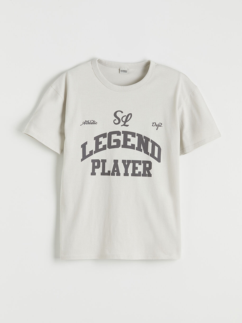 Bej Bisiklet Yaka Baskılı Erkek Çocuk Tişört-1