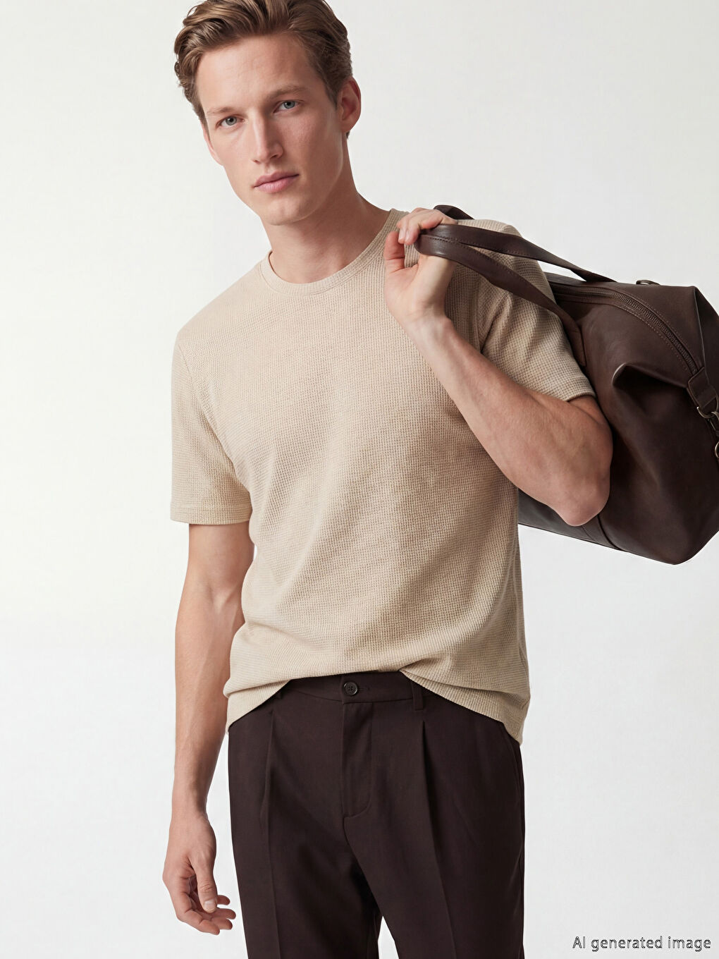 تي شيرت رجالي محبوك بياقة دائرية