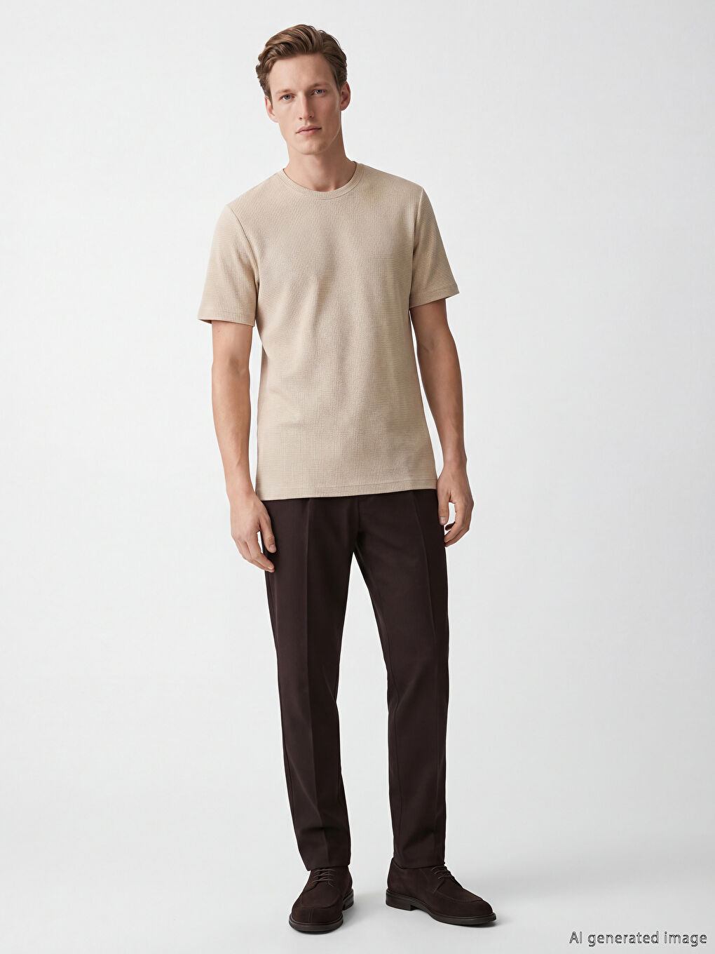 تي شيرت رجالي محبوك بياقة دائرية-1