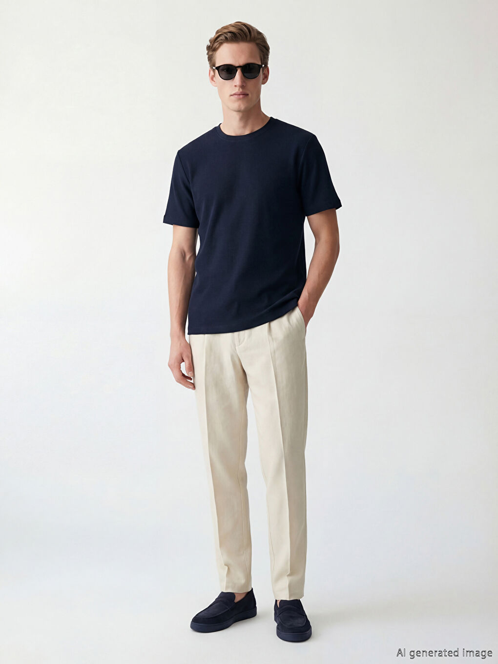 Crew Neck Men's Textured T-Shirt-1