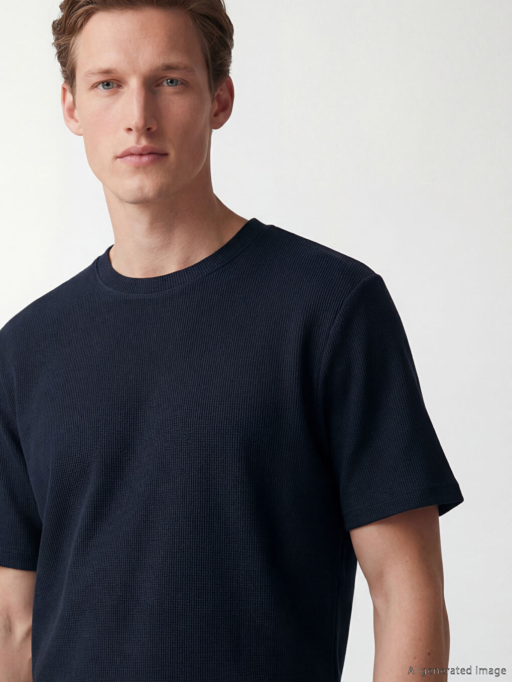 Crew Neck Men's Textured T-Shirt-2