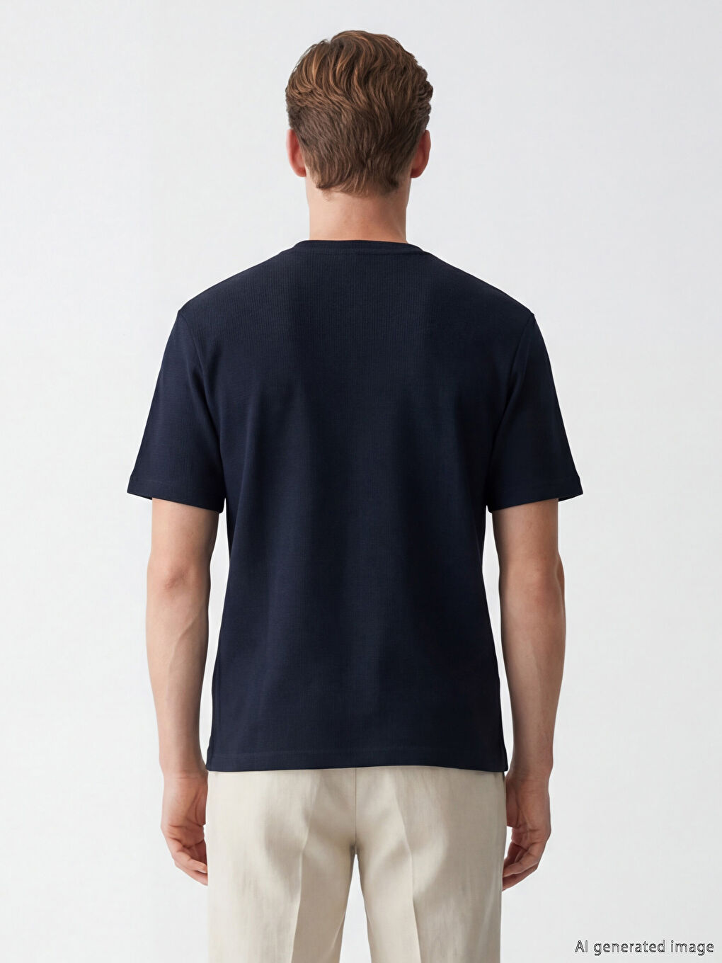 Crew Neck Men's Textured T-Shirt-3