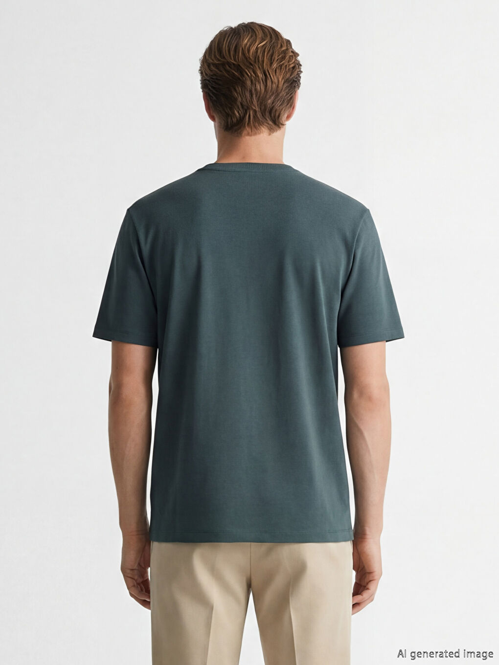 Yeşil Bisiklet Yaka Erkek Tişört-2