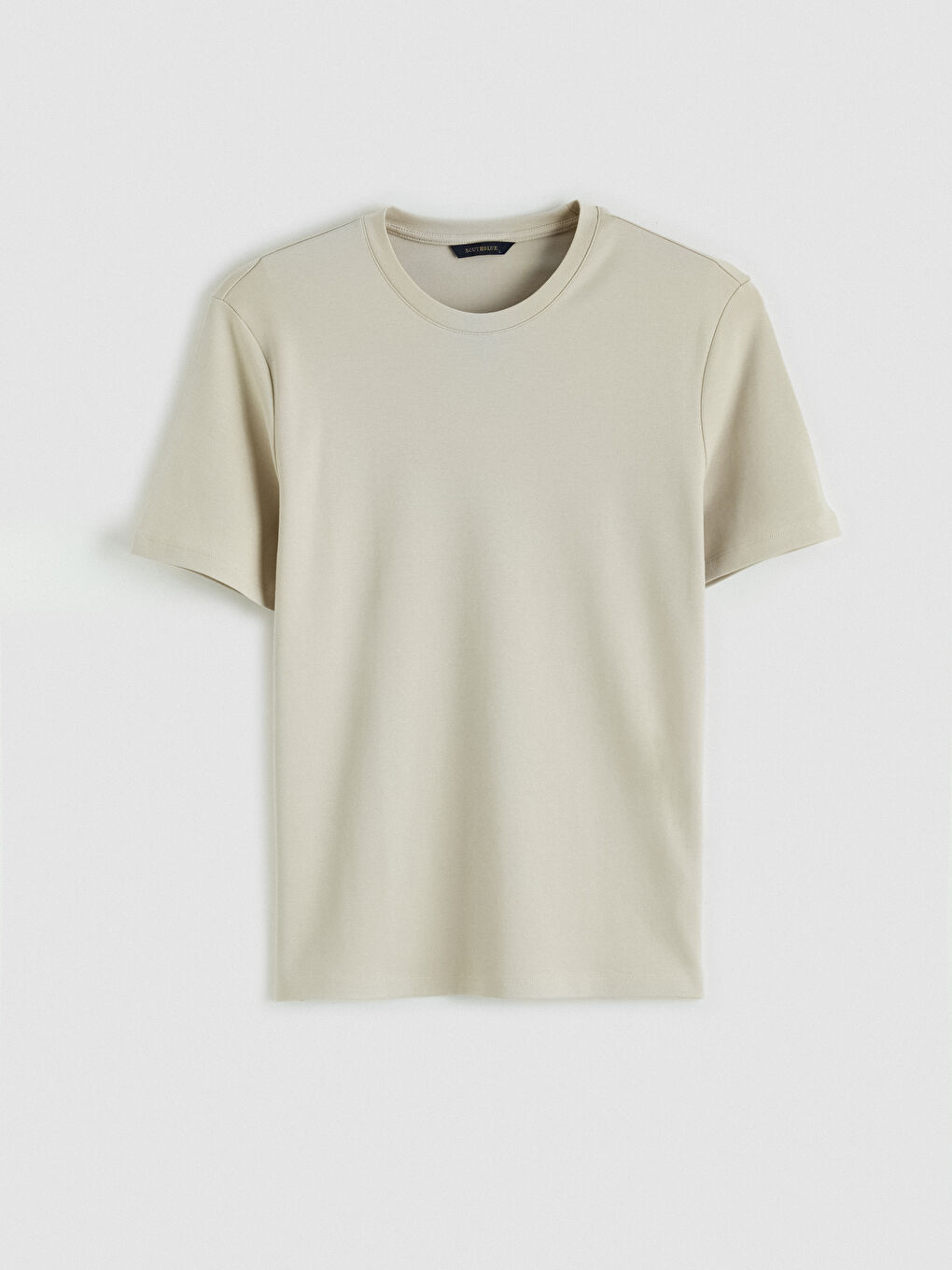 Bej Bisiklet Yaka Erkek Tişört-3