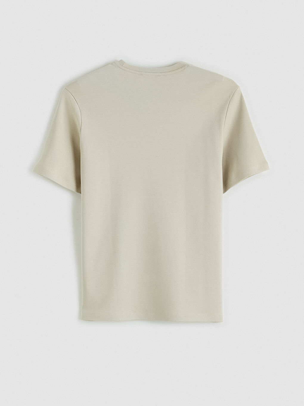 Bej Bisiklet Yaka Erkek Tişört-4