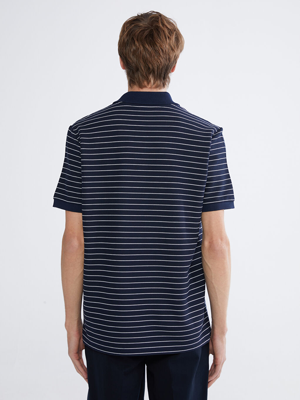 Polo Collar Striped Pique Men's T-Shirt-3