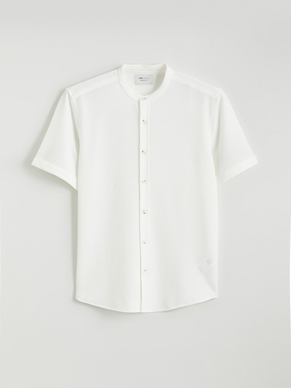 Men's Regular Fit Grandad Collar Shirt-4