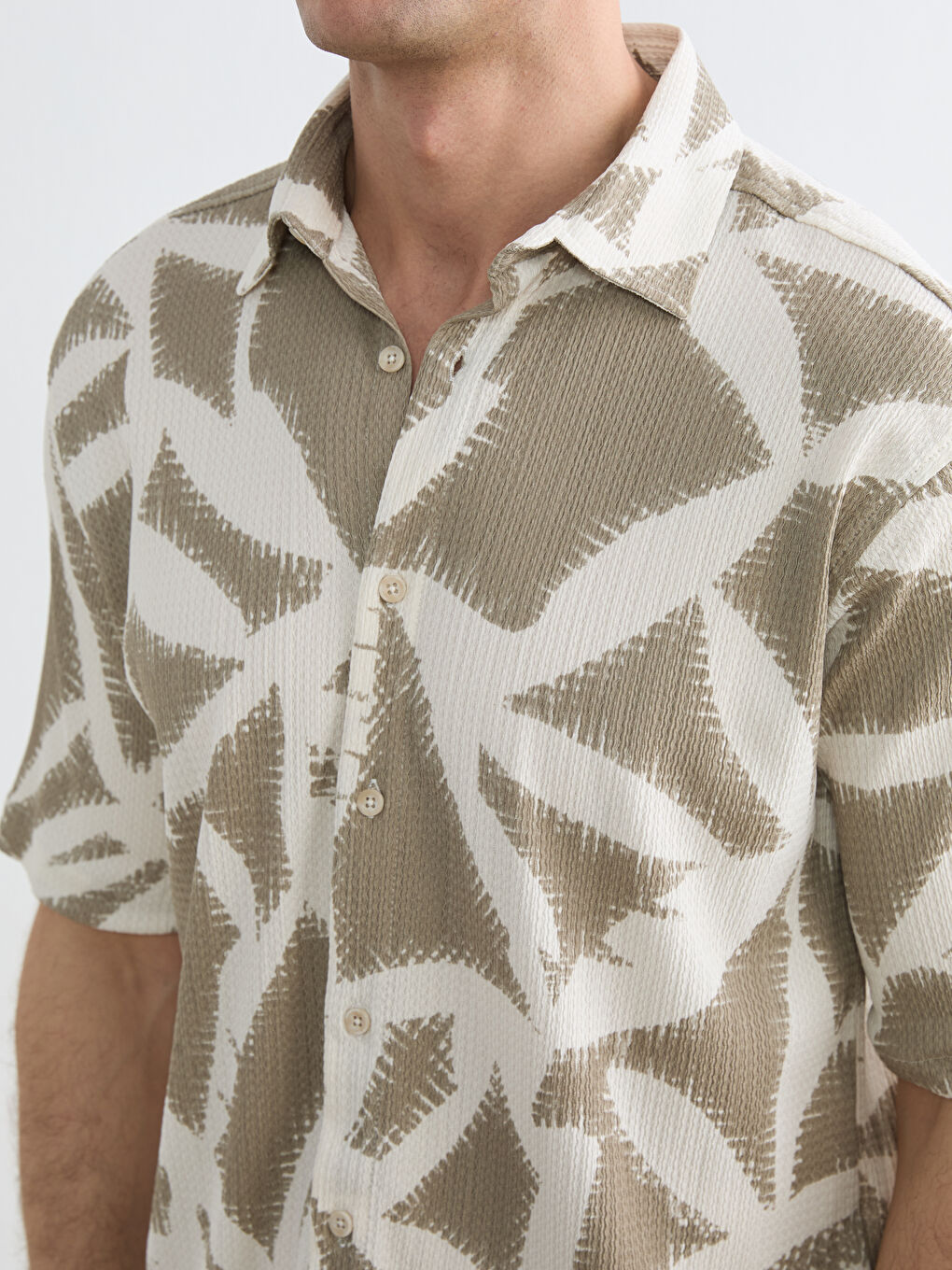 Yeşil Regular Fit Desenli Erkek Gömlek-2