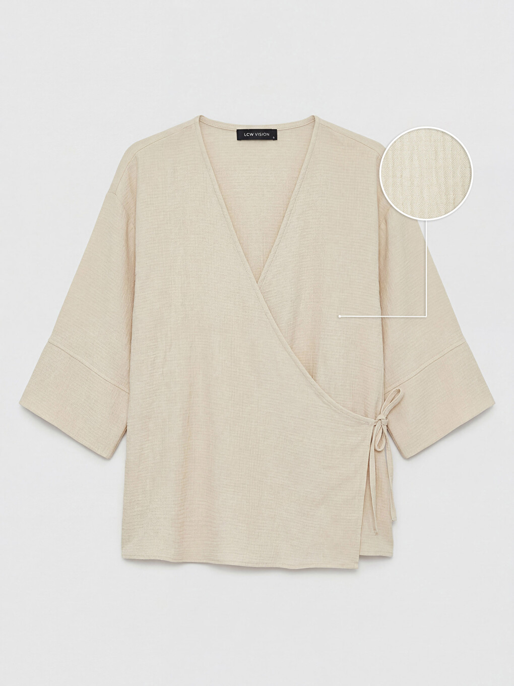 Double Breasted Collar Women's Muslin Kimono-4