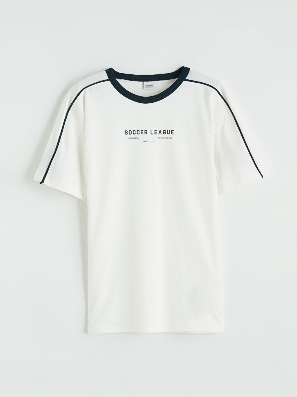 Ekru Bisiklet Yaka Baskılı Erkek Çocuk Tişört