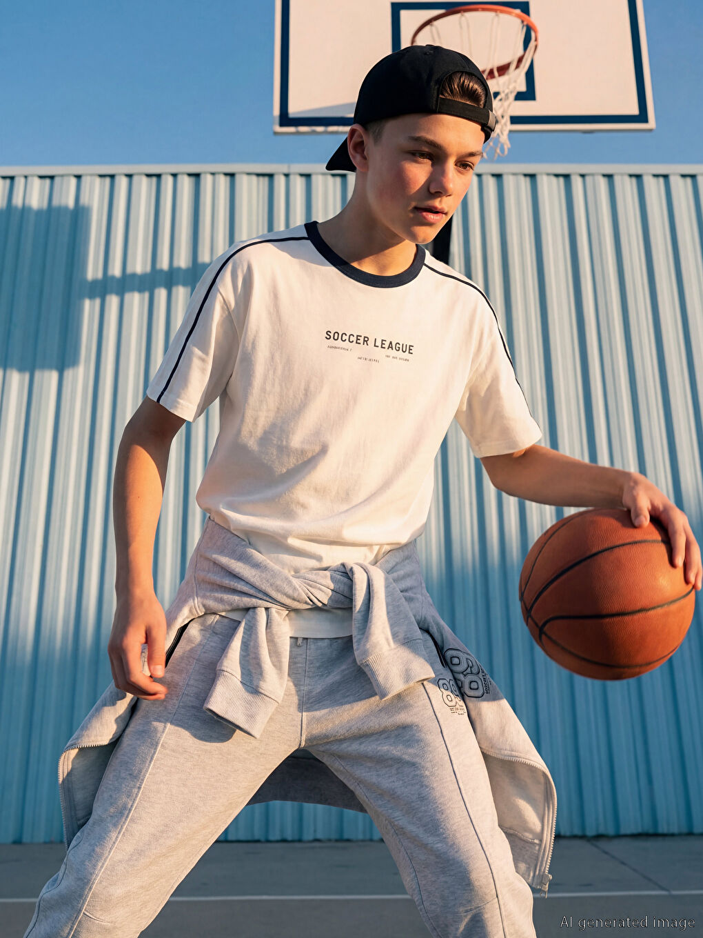 Beyaz Bisiklet Yaka Baskılı Erkek Çocuk Tişört-1