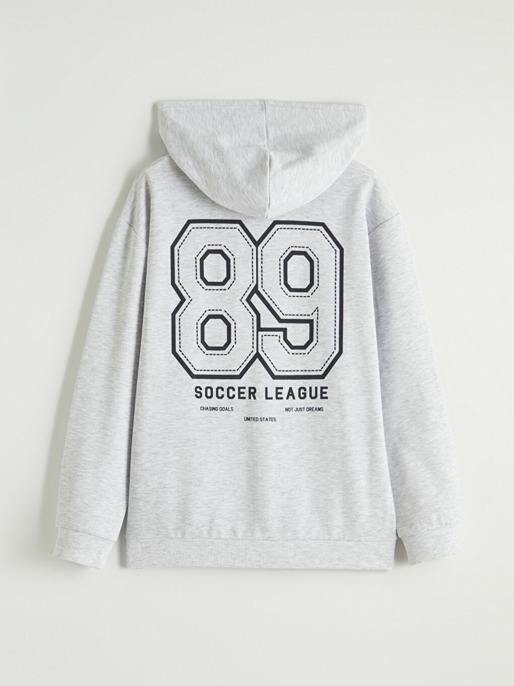 Gri Baskılı Kapüşonlu Erkek Çocuk Fermuarlı Sweatshirt-3