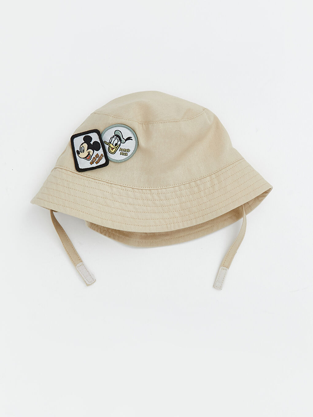 Bej Mickey Mouse Baskılı Erkek Bebek Fötr Şapka-1