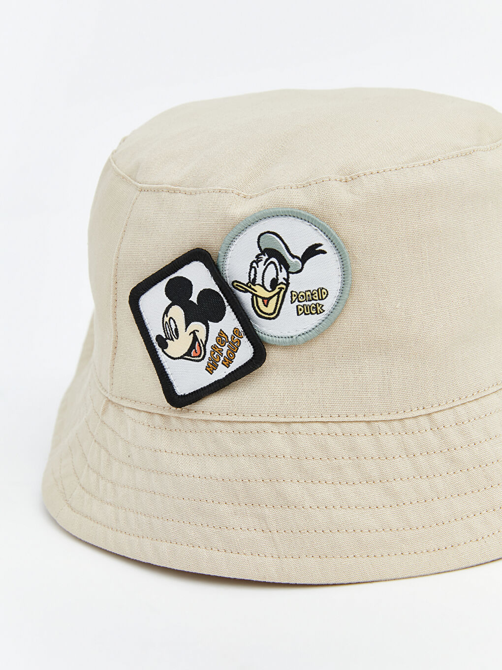 Bej Mickey Mouse Baskılı Erkek Bebek Fötr Şapka-2