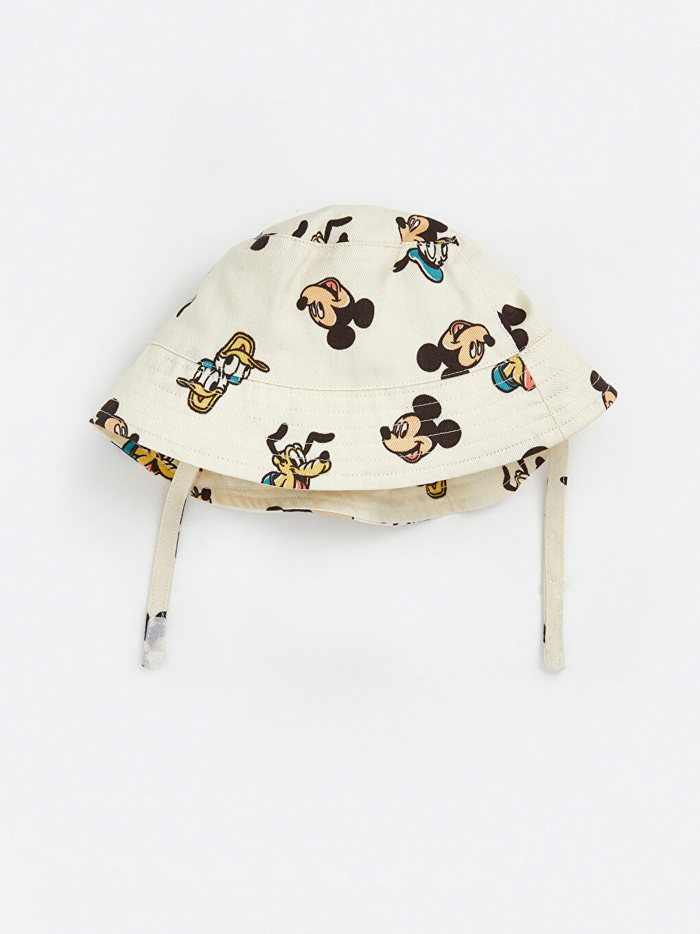 Bej Minnie Mouse Baskılı Erkek Bebek Bucket Şapka-1