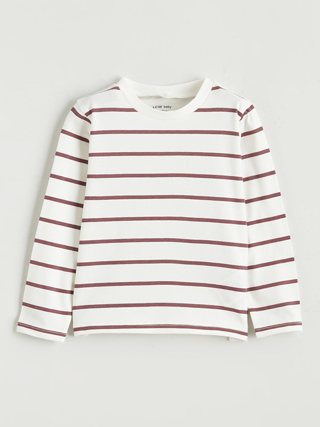 Ekru Bisiklet Yaka Çizgili Kız Bebek Tişört