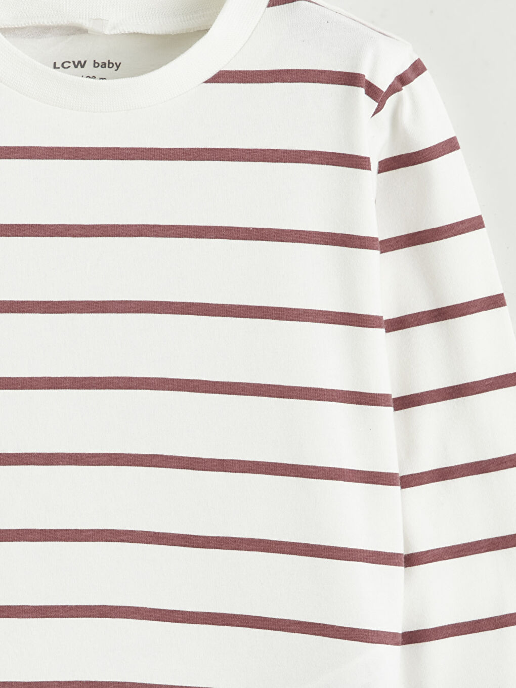 Ekru Bisiklet Yaka Çizgili Kız Bebek Tişört-2