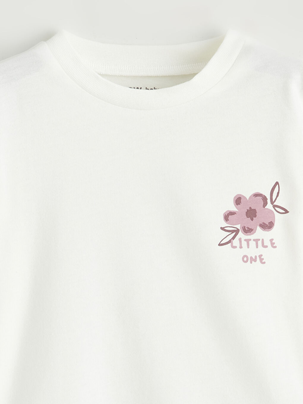 Ekru Bisiklet Yaka Kız Bebek Tişört 3'lü-2