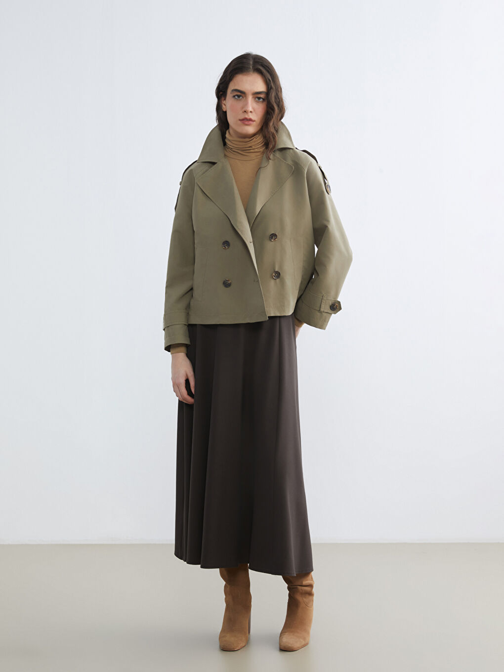 Women's Double-Breasted Trench Coat-1