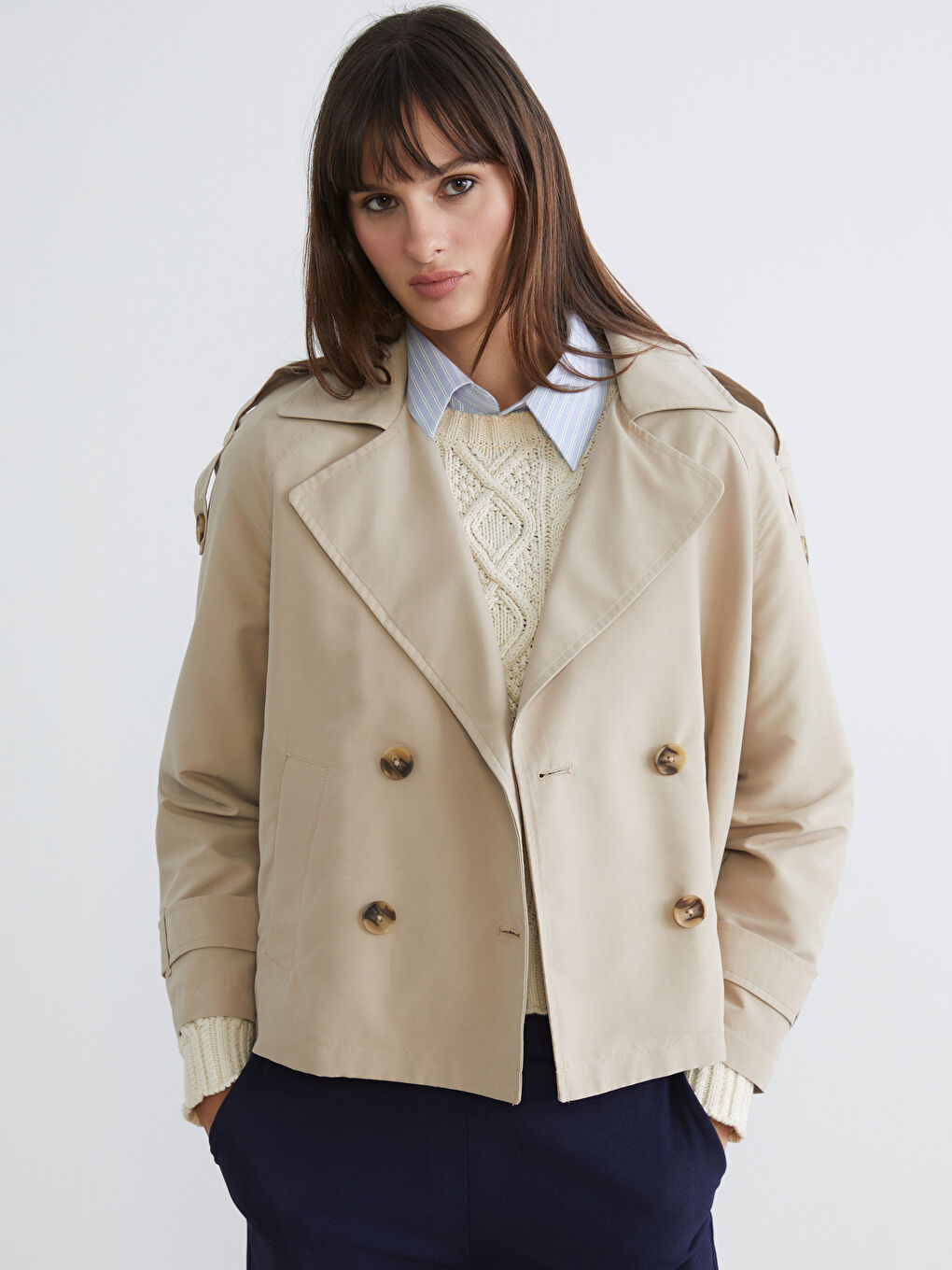 Γυναικείο Διπλόκουμπο Παλτό Τρέντς