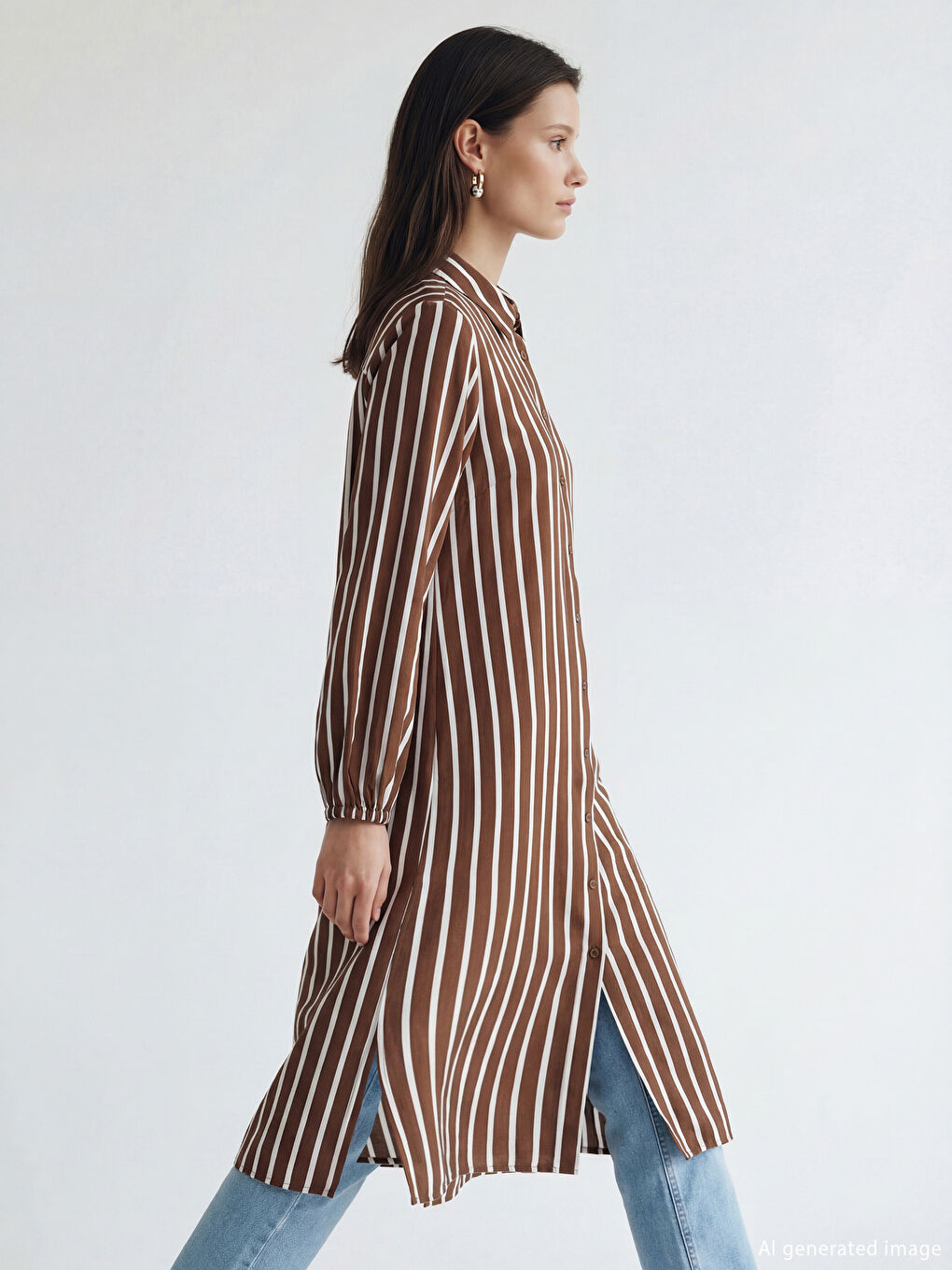 تونيك قميص مخطط للسيدات