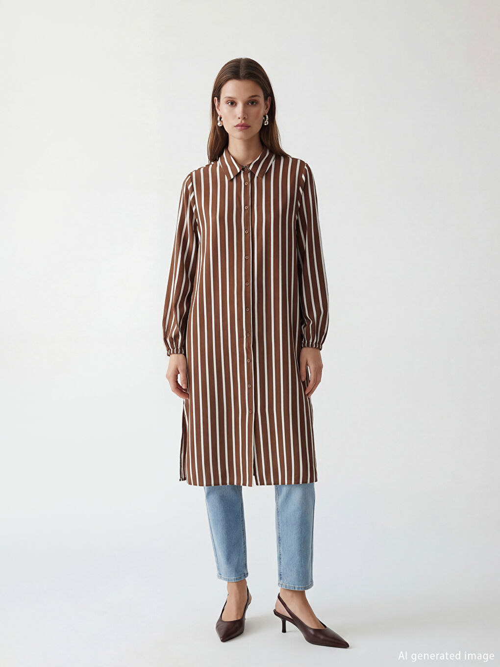 تونيك قميص مخطط للسيدات-1