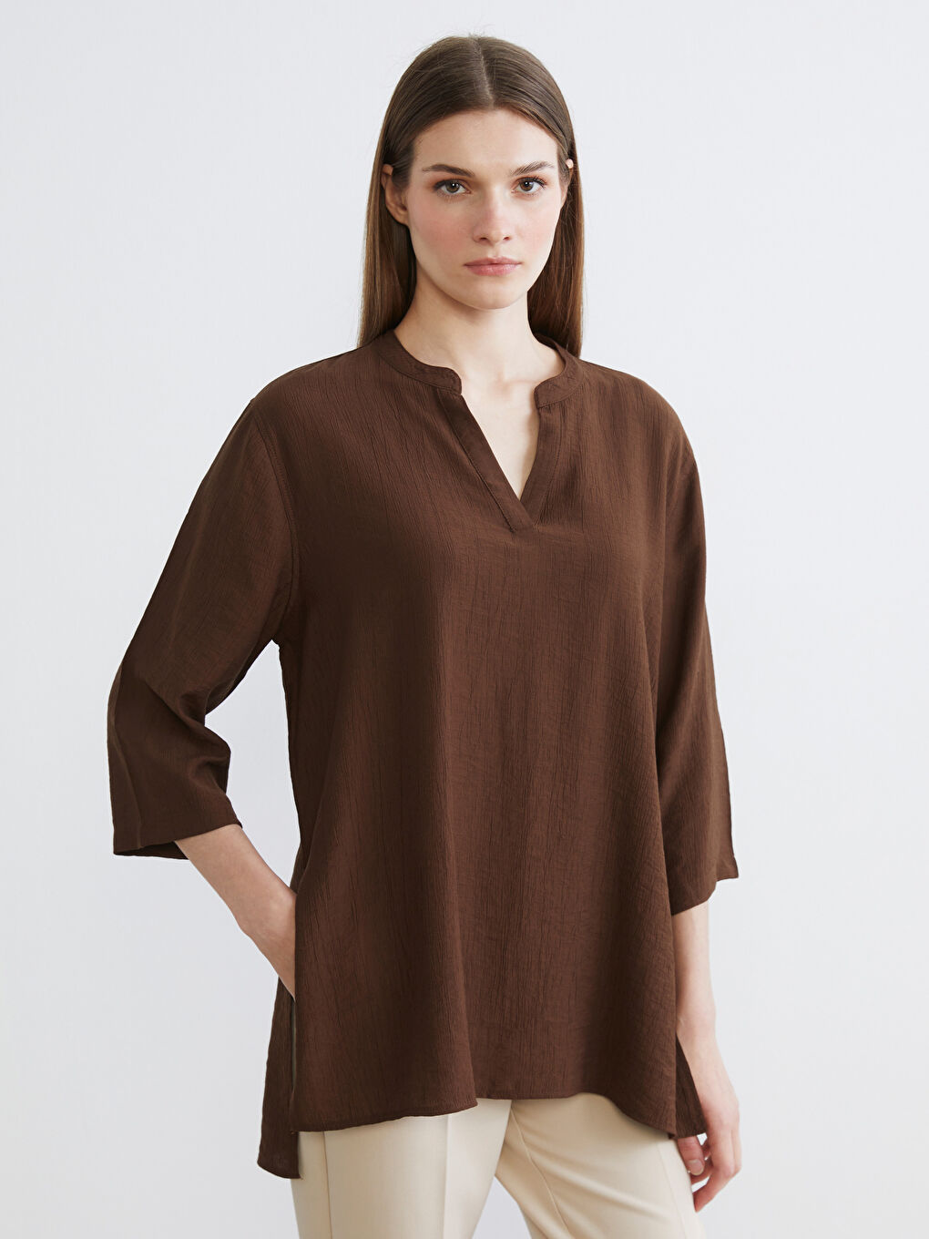 Notch Neck Oversize Women's Tunic