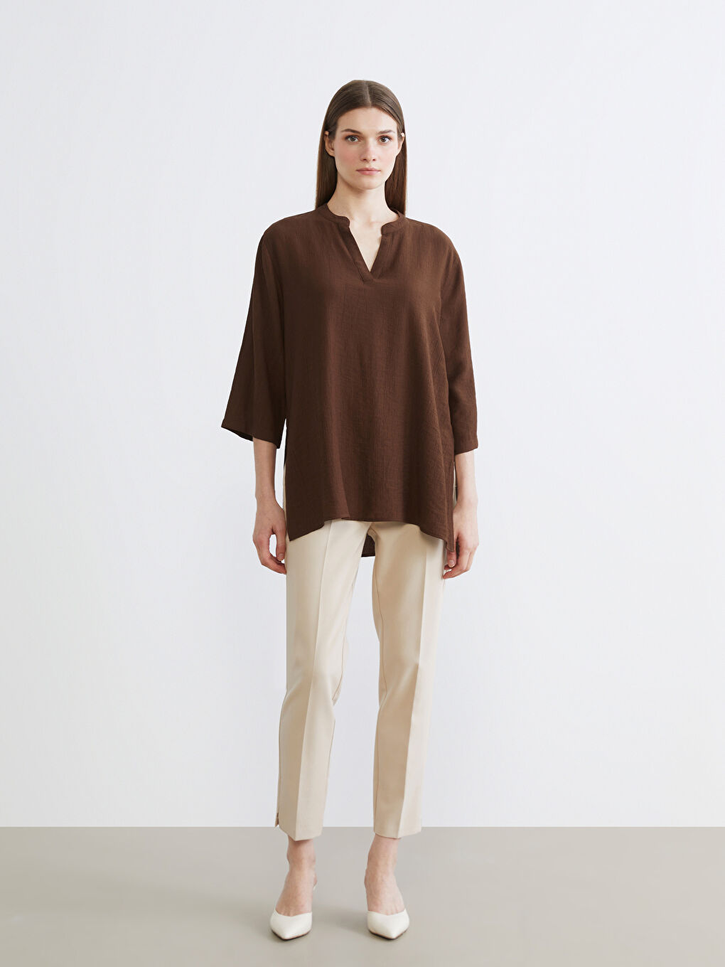 Notch Neck Oversize Women's Tunic-1