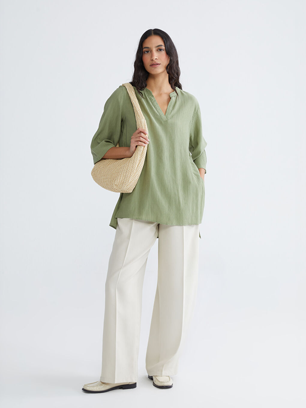 Notch Neck Oversize Women's Tunic-1