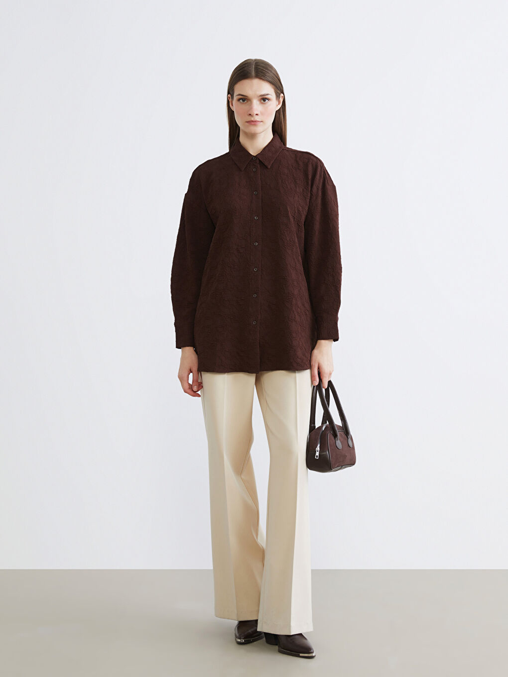 Patterned Oversized Women's Shirt Tunic-1