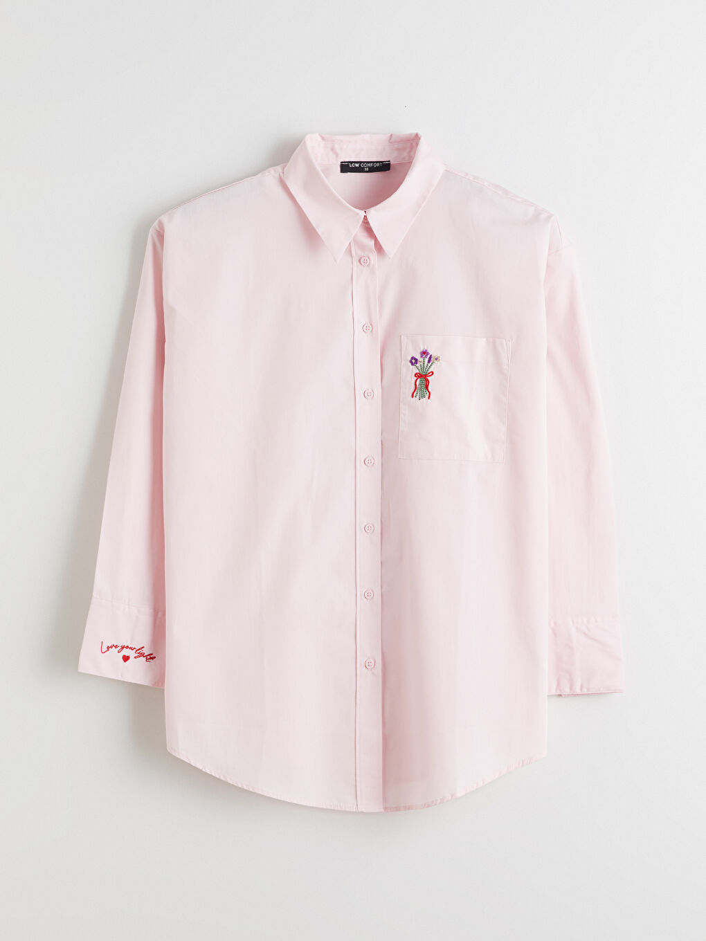 Әйелдерге арналған кестеленген оверсайз поплин жейде-4