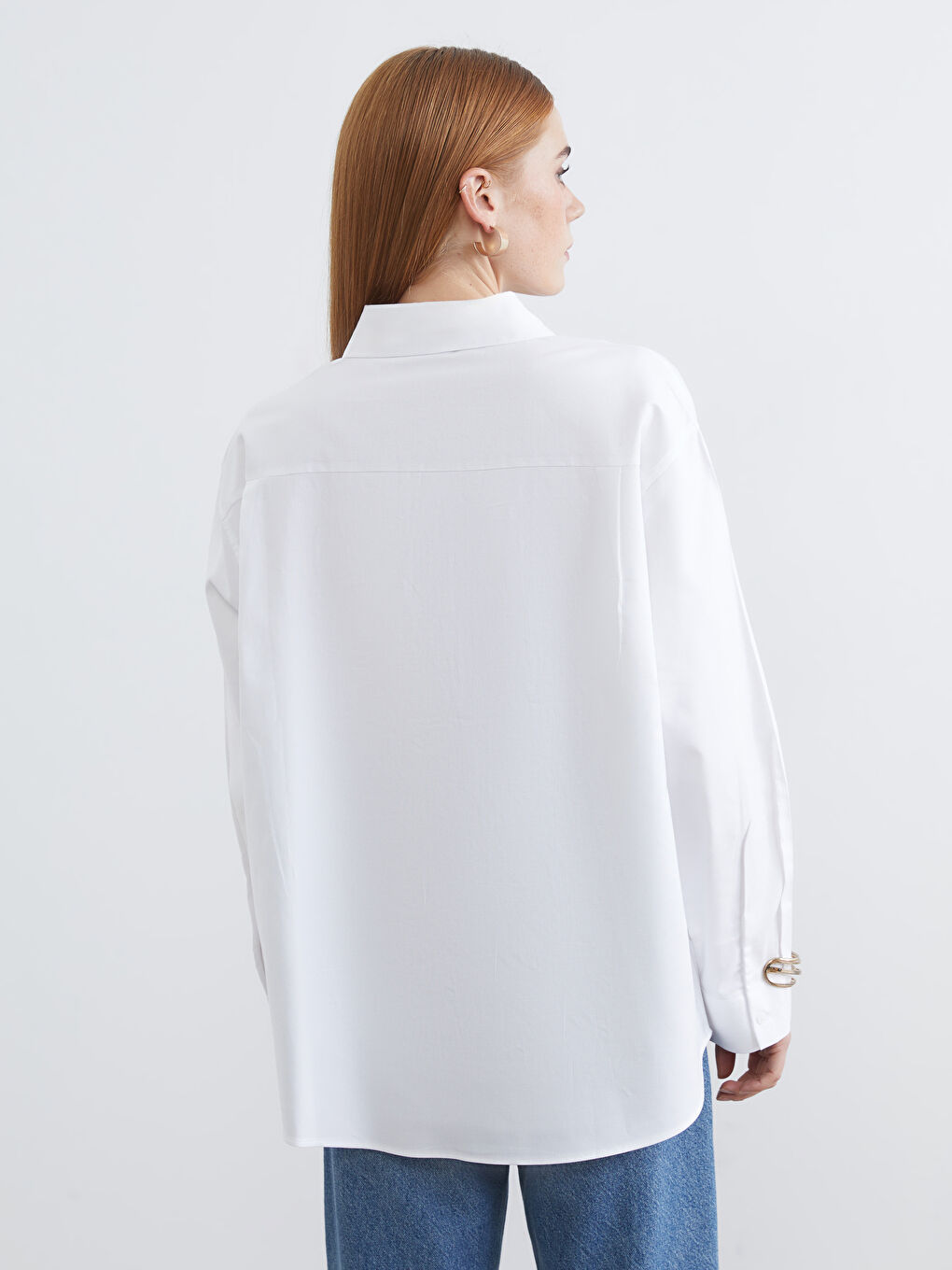 განიერი პოპლინის ქალის პერანგი ტუნიკა-3