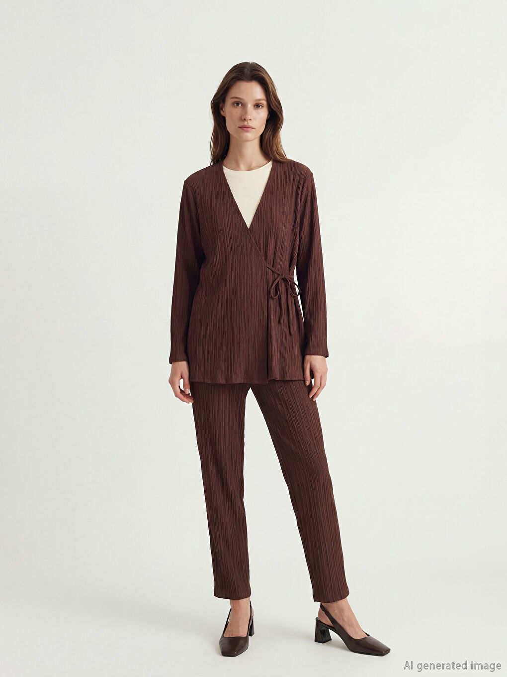 Double Breasted Textured Women's Kimono-1