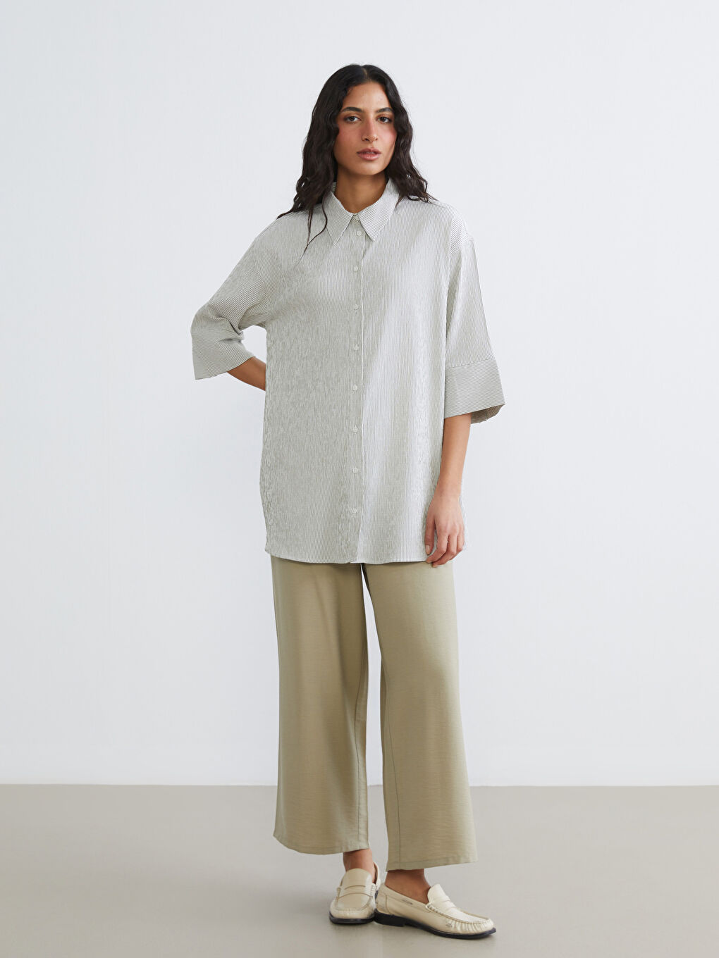 Tunique en chemise KAKI Femme-1